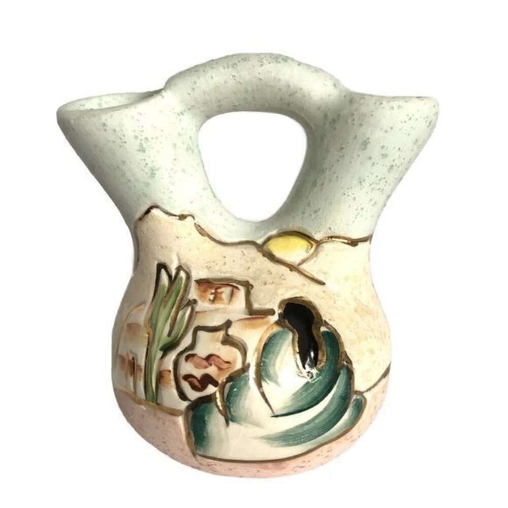 Nizhoni Pottery Original Wedding Vase Women In Desert Scene